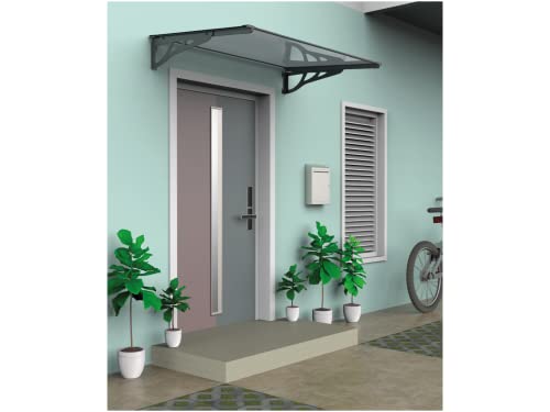 SCHARTEC Aluminium-Vordach als Haustürvordach in 100, 120 oder 150 cm | schützt auch bei extremen Wetterlagen | Vordach für Haustür Überdachung | Aluminium Polycarbonat | Größe wählen