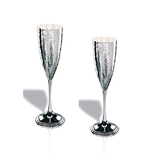 argentoè 1 Paar FLUTE Gläser H.20,5 Ø 5,5 geeignet für Weißweine und silberne Blasen mit Stärke