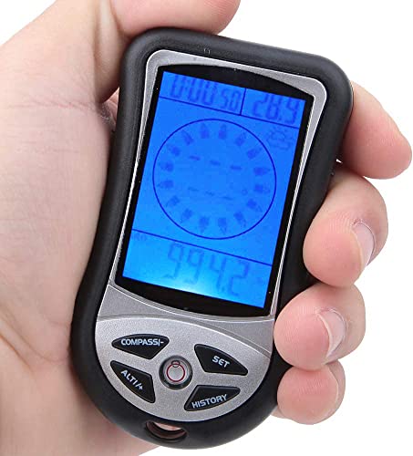 BOROCO Handheld Höhenmesser Thermometer Elektronische Navigation GPS Kompass Wettervorhersage Barometer mit LED Hintergrundbeleuchtung 8 in 1 Multifunktionsmessgerät