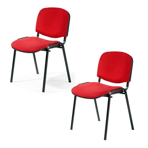 Topsit Büro & More Besucherstuhl ISO, Bequemer Konferenzstuhl, stapelbar, mit gepolsterter Sitzfläche und Rückenlehne. Satz von 2 Stück CLA000003 (Rot)