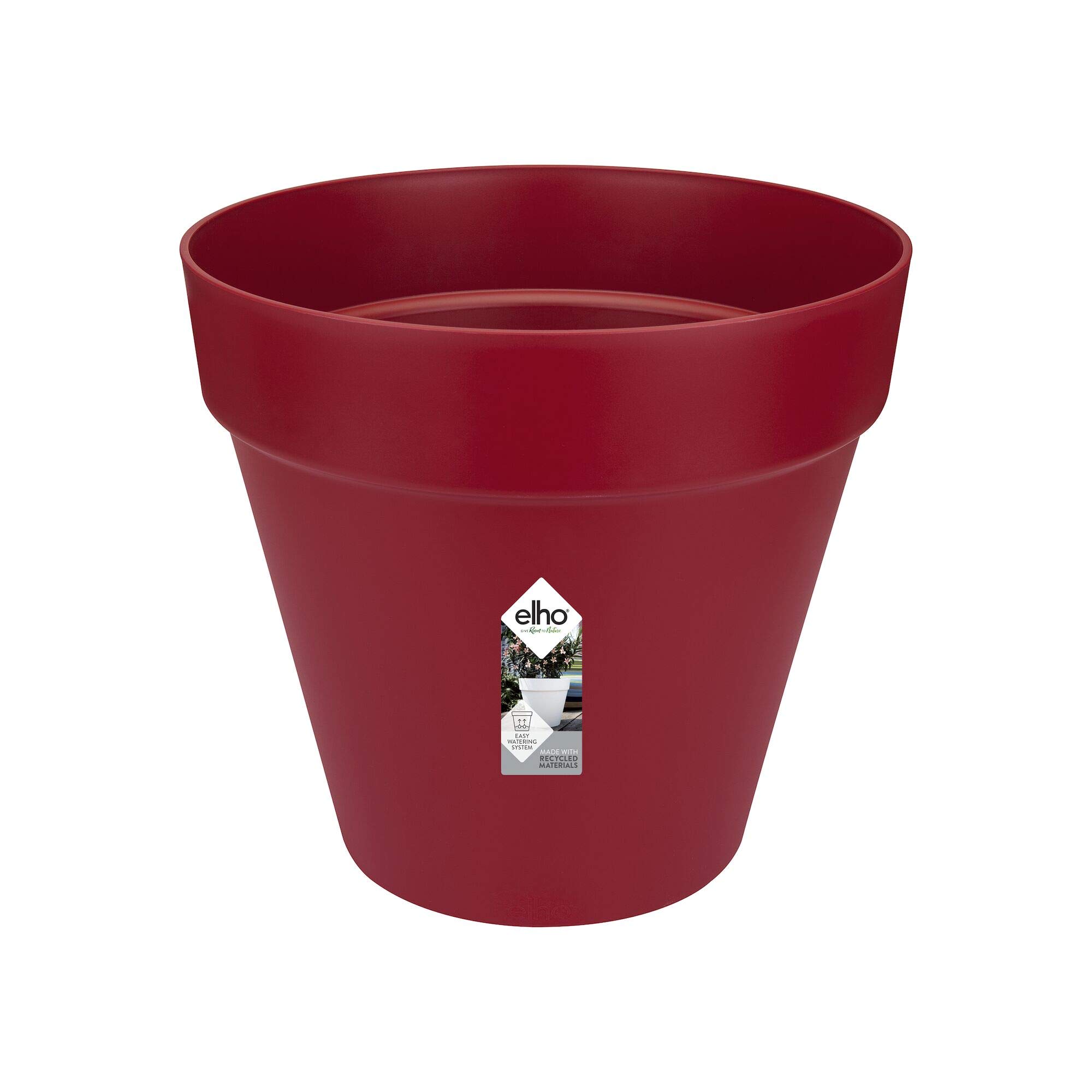 elho Loft Urban Rund 40 - Blumentopf für Außen - 100% recyceltem Plastik - Ø 38.5 x H 35.3 cm - Rot/Cranberry Rot