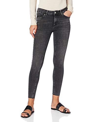 PIECES Damen PCDELLY SKN MW CR RAW DG509-BA/NOOS BC Jeans, Dark Grey Denim, M