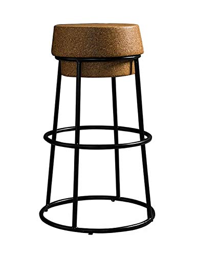 65cm / 75cm Barhocker Cork Stopper Runder Sitz Hoher Hocker Champagner Eisen Kunst Theke Stuhl mit Fußstütze Cafe Küche Esszimmer Möbel - 250kg Kapazität