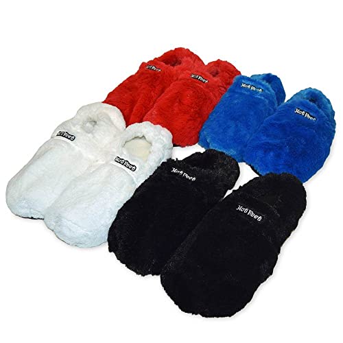 Mikamax – Hot Feet Deluxe – Warme Füße - Wärmehausschuhe - Verschiedene Farben - Mikrowellen Hausschuhe - Weiß - Weihnachtsgeschenk - Lavendelduft - Einheitsgröße