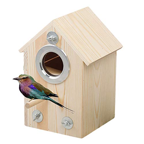 AZXAZ 2 in 1 Papagei Nistkasten Vogelhaus Holzzuchtkasten mit Barsch Indoor Outdoor Warm Shelter Habitat für Sittich Lovebirds Papagei