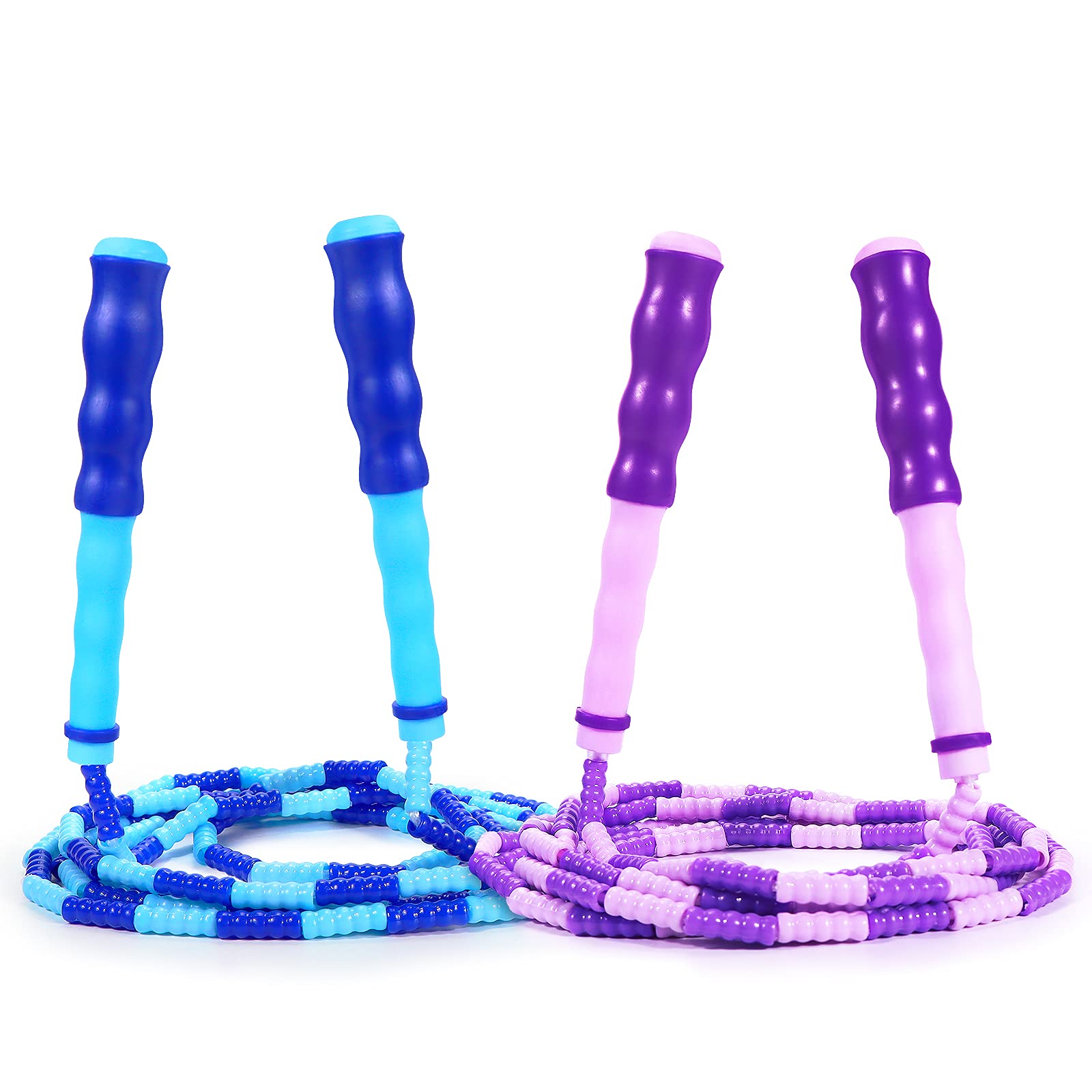 Supertrip Springseil für Kinder, weich, mit Perlen, verstellbar, verhedderungsfrei, segmentiertes Springseil für Kinder und Studenten