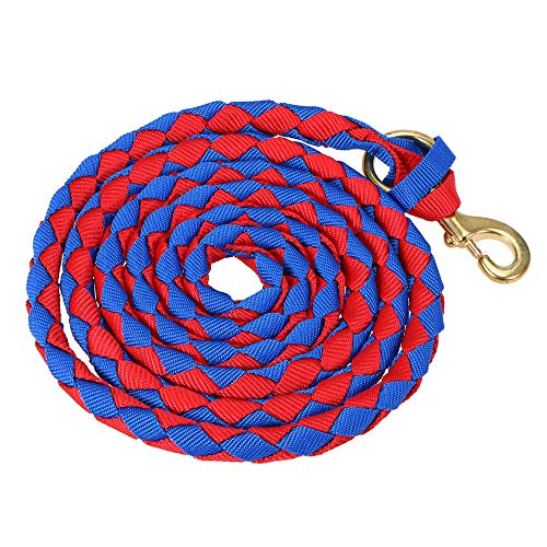 COCOCO Braide Horse Leading Rope Braid Horses Halfter mit Messing Snap Horse Reitausrüstung Pferdesport 2M / 2.5M / 3M / 3.5M-Rot blau 3,5 m