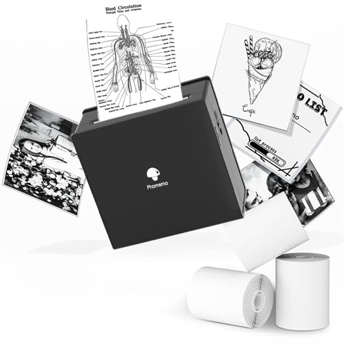 Tragbarer Fotodrucker M02 Set 3 Papierrollen enthalten - Taschen-Thermodrucker Kleiner Bluetooth-Belegdrucker, kompatibel mit Phomemo Android iPhone iPad für DIY-Kinder Study Journal, Schwarz