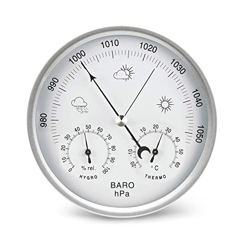 AMTAST Wetterstation analog Zifferblatt Barometer mit Thermometer Hygrometer Luftdruckmessungen Einfachheit und Einfache Ablesbarkeit
