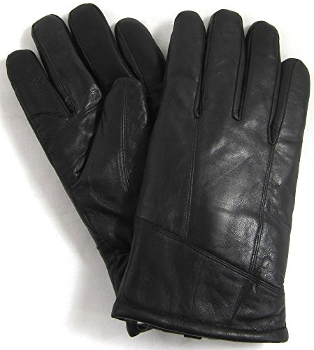 SNUGRUGS Herren-Handschuhe aus echtem Leder mit Schaffell-Futter in Schwarz Größen S bis XL. Gr. L, Schwarz