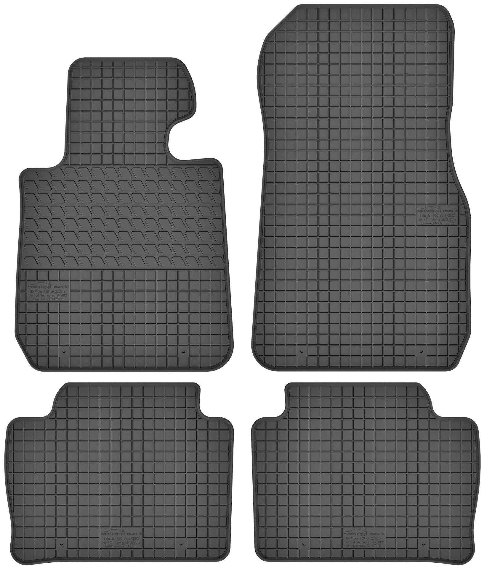 Gummimatten Gummi Fußmatten Satz für BMW 3 F30 / F31 (ab 2011) - Passgenau