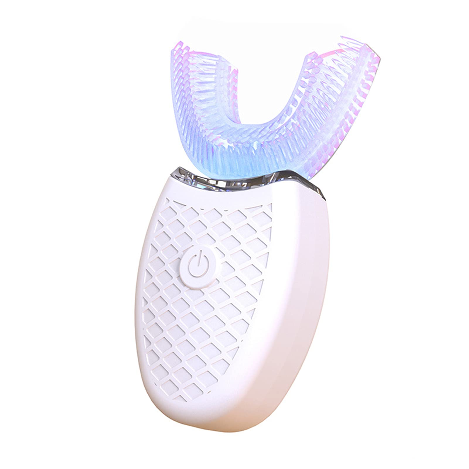 Clenp Elektrische Zahnbürste, Elektrische Zahnbürste U-förmige Ultraschall-Silikon 360 Grad Automatische Blaulicht-Zahnbürste Für Den Heimgebrauch Weiß Erwachsene