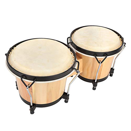 Bnineteenteam Bongo Drum Set Afrikanische Trommelholz Bongo Schaffelltrommel mit Schraubenschlüssel Schlagzeug Musikinstrument