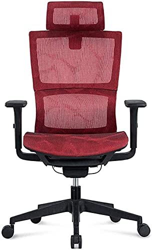 PLJKIHED Bürostuhl, Heimbürostuhl, verstellbare PU-Kopfstütze und Armlehnen, drehbarer Arbeitsstuhl, Rückenlehne, langlebig (Farbe: Grau (Stuhl) (Rot) Stabilize