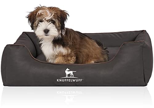 Knuffelwuff Hundebett Scottsdale aus Kunstleder M-L 85 x 63cm Schwarz