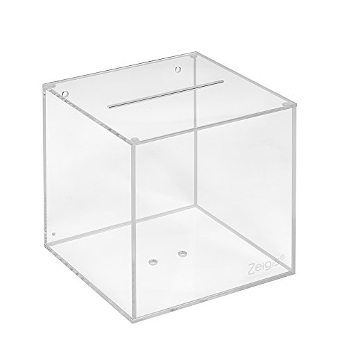 Losbox aus Acrylglas in 150x150x150mm - Zeigis® / Spendenbox/Aktionsbox / Gewinnspielbox/transparent / durchsichtig/Acryl / Plexiglas®