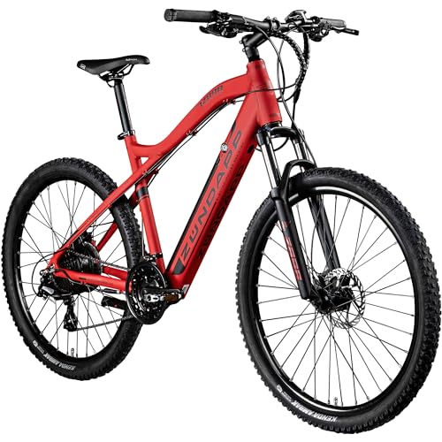 ZÜNDAPP Z898 E-Bike E Mountainbike 27,5 Zoll Pedelec 170-190 cm Hardtail MTB 24 Gang Elektro Fahräder Scheibenbremsen (rot, 48 cm)