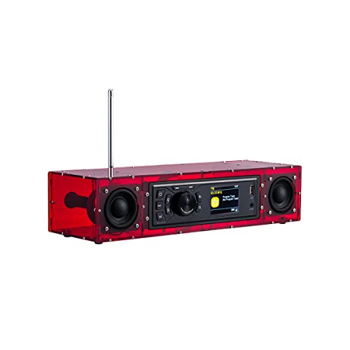 AOVOTO ALK103-TFT Radioset zum Selbermachen (DIY) mit Acryl-Schutzhülle, DIY-Set für DIY/Dab+/FM mit Alarm-Modus und TFT-Display und Stereo-Soundbox (rot)