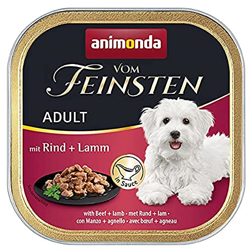 animonda Vom Feinsten Adult Hundefutter, Nassfutter für Erwachsene Hunde, mit  Rind + Lamm in Sauce, 22 x 150 g