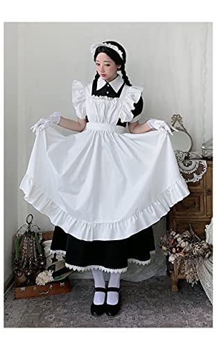 ZYONG Frauen Maid Outfit Anime Long Dress French Court Maid Dress Lolita Kleider Cosplay Kostüm