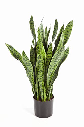 artplants.de Künstliche Sansevieria, grün, getopft, 95cm - Bogenhanf Kunstpflanze - Künstliche Zimmerpflanze