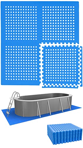 EYEPOWER 8,4 m² Poolunterlage - 24 Eva Matten 62x62 - Outdoor Pool Unterlage - Unterlegmatten Set