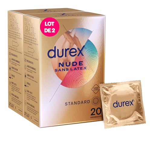 Durex - Nude Kondome ohne Latex - Hautgefühl gegen Haut - 2 x 20 Stück