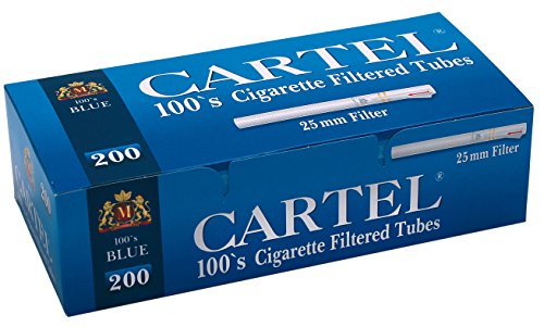 Cartel Filterhülsen 100s 100mm 10000 Stück - 50 x 200 Hülsen 25mm Zigarettenhülsen Cigarette Tubes