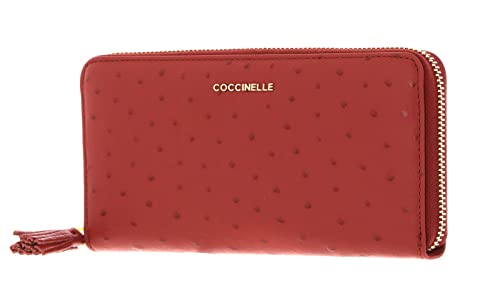 COCCINELLE Tassel Ostrich Zip Around Wallet Acero/Acero