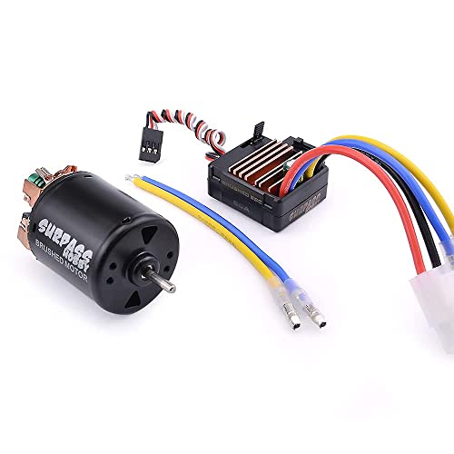Fasizi 540 21T 4 Pole Brushed Motor and 60A Brushed ESC Combo with 6V/3A BEC Waterproof 540 Motor ESC Combo for 1/10 RC Racing Car