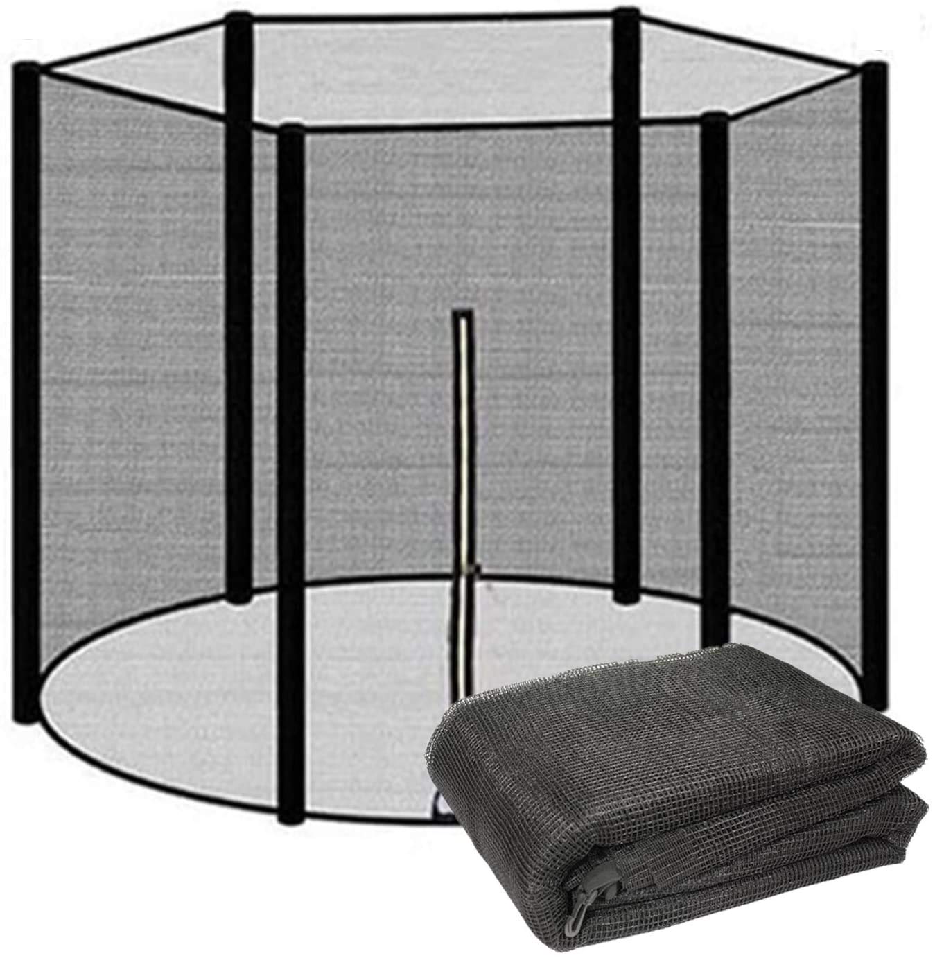 MeTikTok Trampolin Netz Ø 183 244 305 366 427 cm Für 6/8 Stangen, Trampolin Ersatzteile, Sicherheitsnetz Kinder Für Trampolin, Rundes Schutznetz, Netzhöhe 90/160/180 cm,183cm 6 Stangen