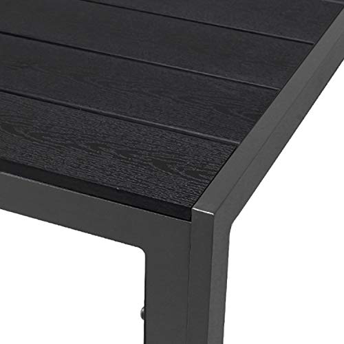 INDA-Exclusiv Aluminium WPC Gartentisch Esstisch Gartenmöbel anthrazit/schwarz Tisch Holzimitat wetterfest 160x90x74cm