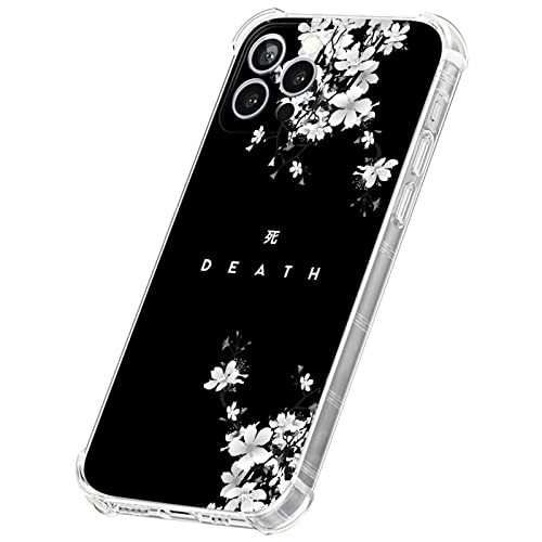 yicomon Kompatibel mit iPhone 13 Mini, transparente Hülle, transparent mit Death Fower Kirschblüten-Design, transparente Hüllen für Mädchen, stoßfest mit TPU-Silikon-Stoßfängern, kratzfeste Abdeckung