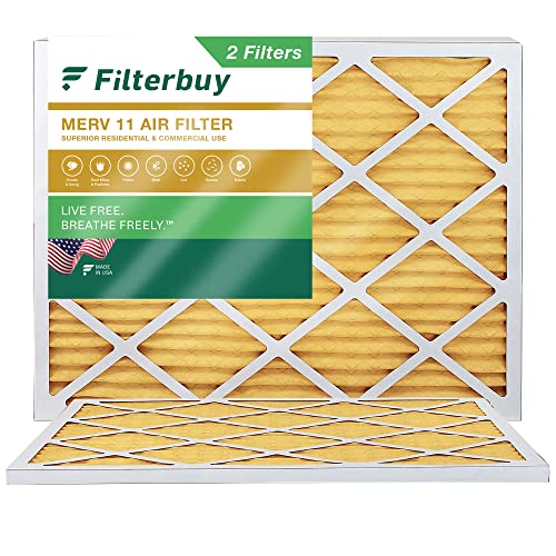 FilterBuy 16 x 18 x 1 Luftfilter MERV 11, plissierter HVAC AC Ofenfilter (2er-Pack, Gold)