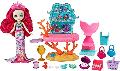 Enchantimals HCF71 - Royal Meerjungfrauen-Schätze Shop Spielset, inkl. Milagra Mermaid Puppe (ca 15 cm.), Tierfigur & Zubehör, Spielzeug für Kinder ab 4 Jahren