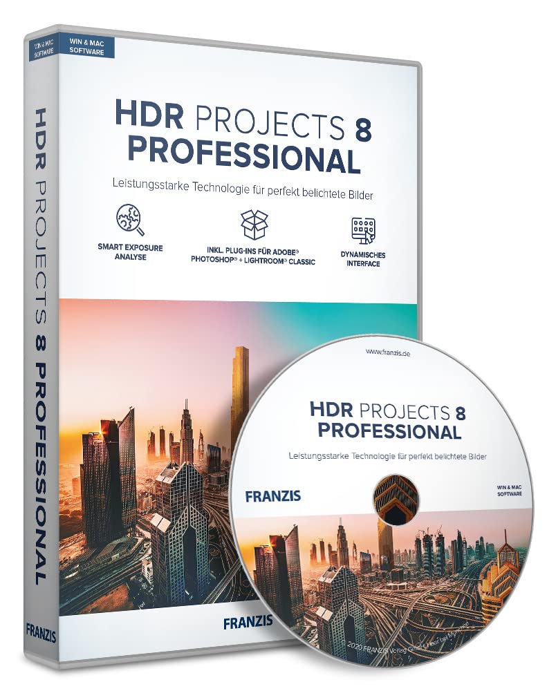 FRANZIS 70796 - HDR projects 8 professional - Bildbearbeitung - Fotografie für Laien und Profis - Inkl. Photoshop Plug-In - für Windows, Mac, Disc