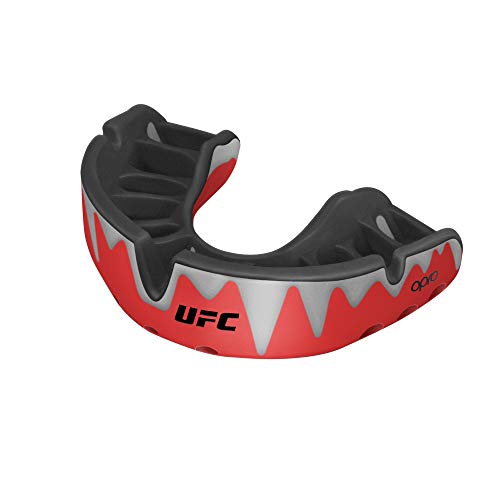Opro Platinum Fangz Adult UFC Mouthguard - 18 Month Extended Dental Warranty - Red Metal/Black