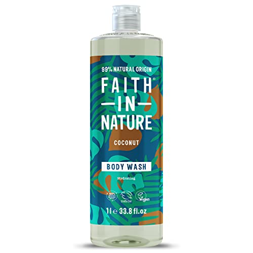Faith In Nature 1L Natural Coconut Body Wash, Hydrating, Vegan and Cruelty Free, No SLS or Parabens