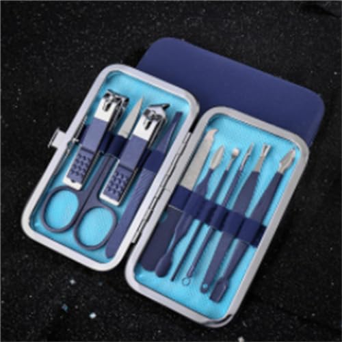 Schere, Nagelknipser-Set, Zange für abgestorbene Haut, Nagelschneidezange, Pediküre-Messer, Nagelrille, Nagel-Maniküre-Werkzeug, 7-teilig, Blau