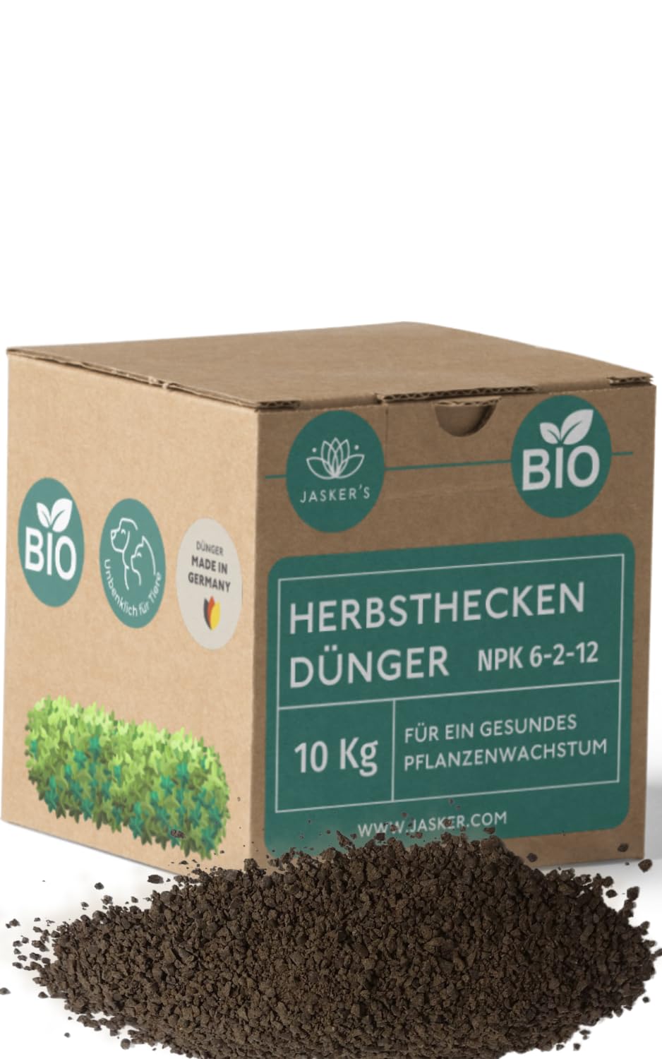 Bio Heckendünger 10 Kg - 100% Tierfreundlicher Pflanzendünger - Ideal als Dünger für Buchsbaum, Nadelbäume, Thuja Hecken - Viel Kalium & Magnesium für frischgrüne Blätter