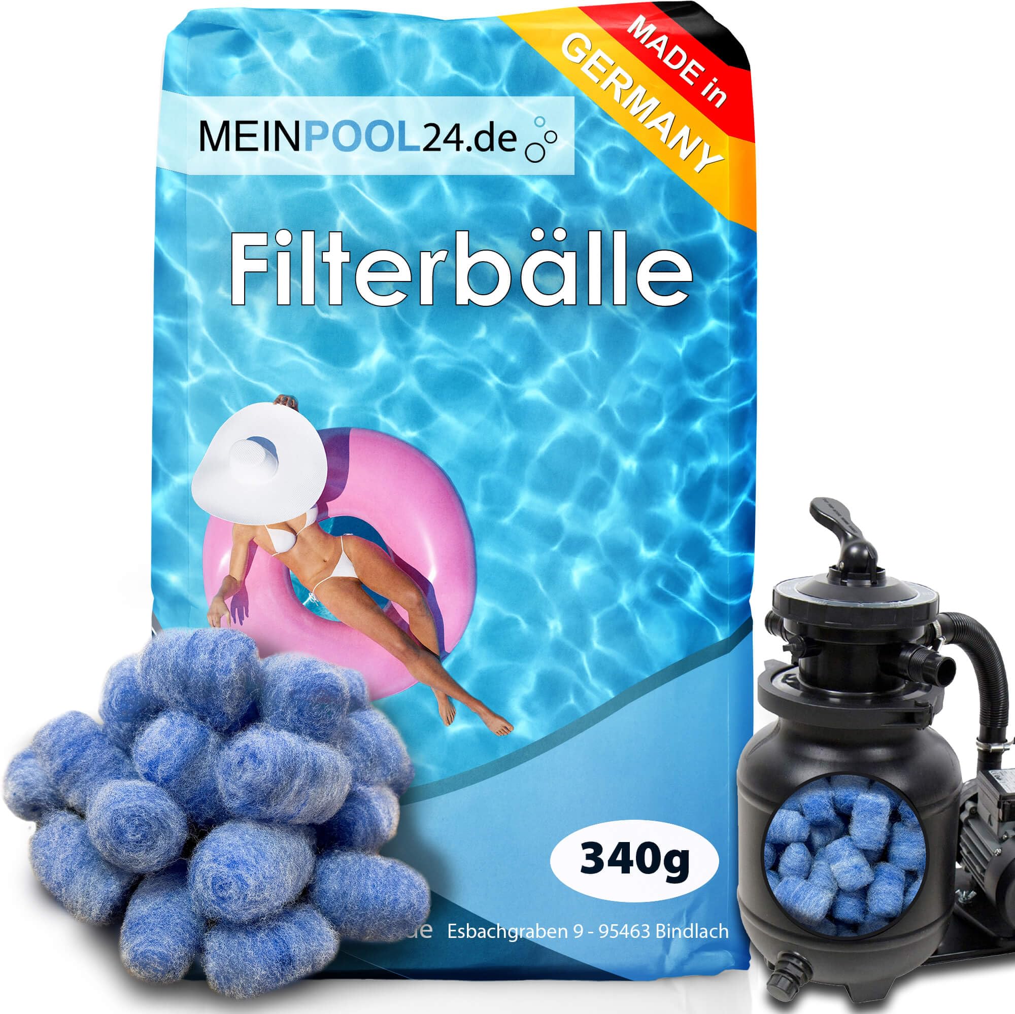 Pool Filterbälle Made in Germany super leichtes Material Poolfilter ersetzt 3X 25 kg Filtersand Quarzsand Poolreiniger (1020, Gramm)
