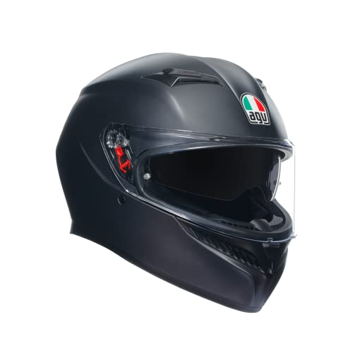 AGV K3 ECE 22-06 Mono, Motorrad Integralhelm ECE 22-06 mit Sonnenblende, Matt Schwarz, M