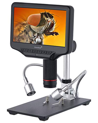 Levenhuk DTX RC4 Handmikroskop aus Metall mit Digitaler Fernbedienung, 5- bis 270-Facher Vergrößerung und 17,8-cm-LCD-Bildschirm