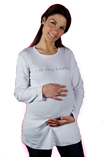 merrymama- Shirt Umstands mit Langarm Weiß, Einheitsgröße