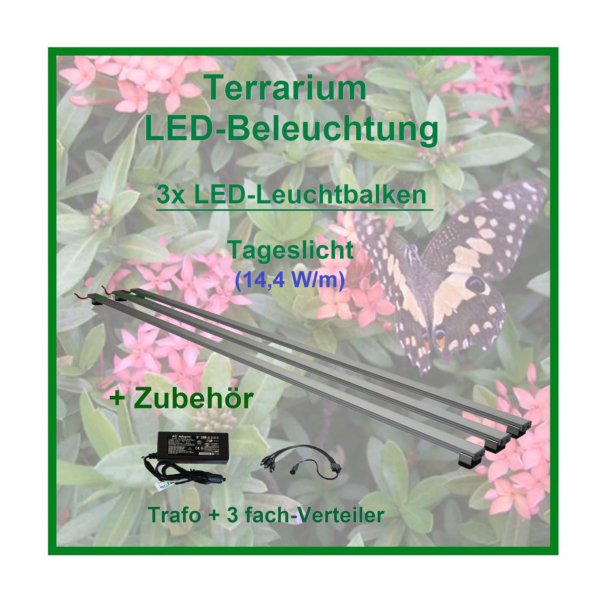 AQUARIUM PLÜDERHAUSEN Regenwald Terra, 3X LED-Beleuchtung 50 cm,Leuchtbalken,LED Tropen Pflanzenlicht