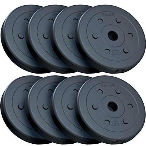 ScSPORTS® 20 kg Hantelscheiben-Set, Kunststoff, 8 x 2,5 kg Gewichte, 30/31 mm Bohrung, durch Intertek geprüft + bestanden (1)