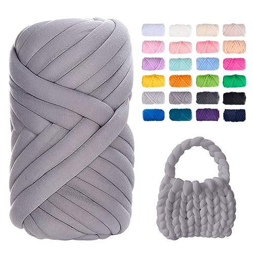 Uiopa Bulky Armstricken Wolle, 500g Dicke Wolle Sperrige Handstrickgarn, Grob Gestrickte Schlauchgarn Häkel Wolle Chunky Yarn für Taschen, Decken, Körbe, Haustiernester, DIY-Kunsthandwerk