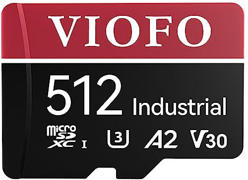 VIOFO 512 GB microSD Karte in Industriequalität, U3 A2 V30 Hochgeschwindigkeit Speicherkarte mit Adapter, für Ultra HD 4K Videoaufzeichnung, für Dashcam, Action Kamera, Android-Smartphones, Tablets