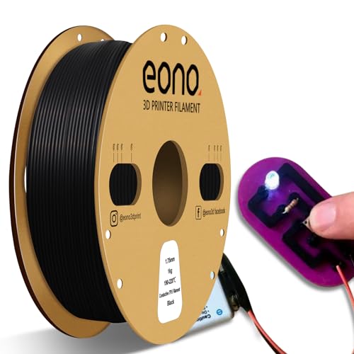 EONO Leitfähiges TPU Filament 1,75 mm, Elektrisch Leitendes Filament TPU Flexibles Weiches Filament, 1 kg (2,2 Pfund), Maßgenauigkeit +/- 0,03 mm für FDM Drucker, Schwarz