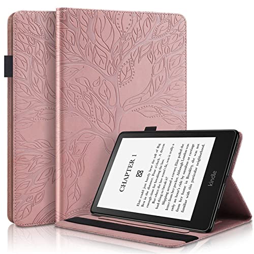 FDPEISHI for Kindle Paperwhite 11Th Generation Case 2021, Fashion 3D Tree Embossed Silicon Cover for Funda Kindle Paperwhite 6.8 Inch 2021 Case,Rose Gold,Paperwhite 11Th 2021